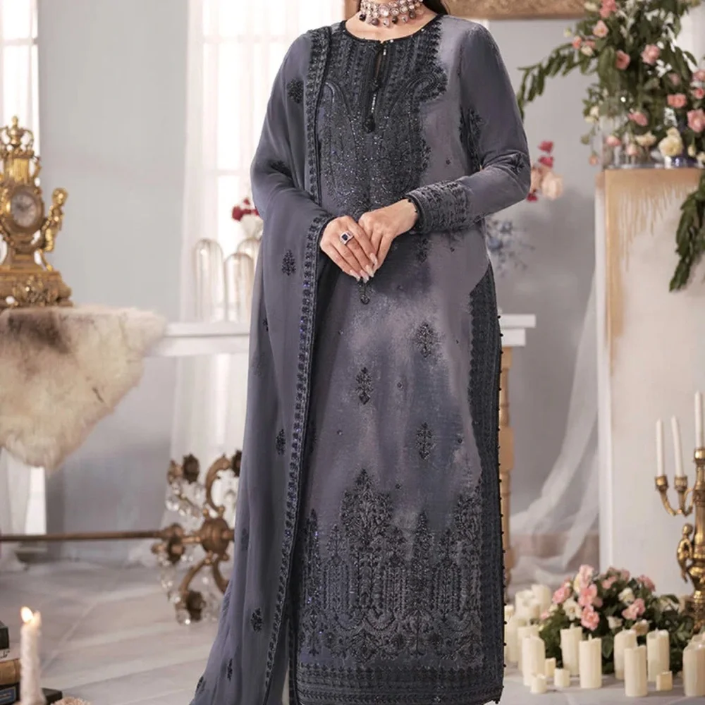 Elegant Long Sleeve Embroidered Dress by Asim jofa - Picture 1 of 7